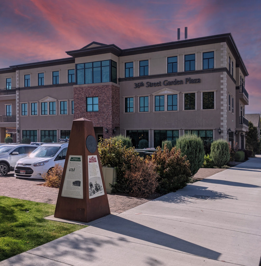 Image of "36th Street Garden Plaza" at sunset